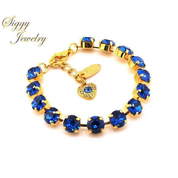 Capri Blue Tennis Bracelet made with Genuine Austrian Crystals in 8mm - Picture 4 of 7